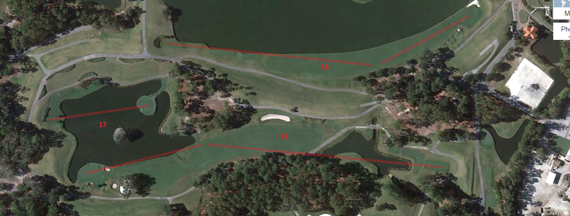 TPC Sawgrass Hole Number 16-17-18 Overhead View