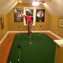 large indoor putting green in home