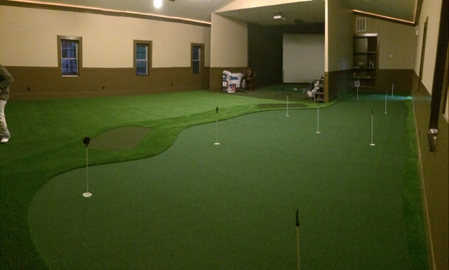golf room in basement