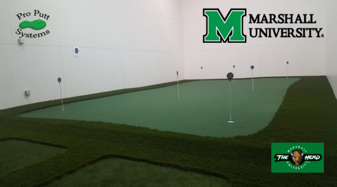 Racquetball court putting green